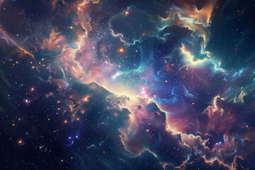 Fototapeta premium A colorful galaxy with many stars and clouds