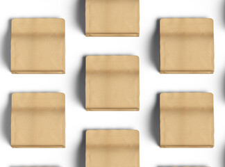 Render of a square paper doy-pack package with zipper on a transparent background