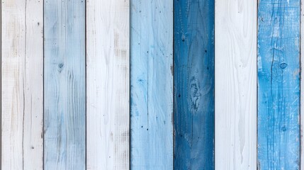 Naklejka premium Weathered blue and white wooden planks background. Rustic and vintage texture. Design for posters, cards, invitations, banners. Place for text. Ideal for coastal and shabby chic decor.