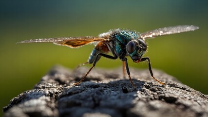 Dragonfly gliding above blooming water lilies