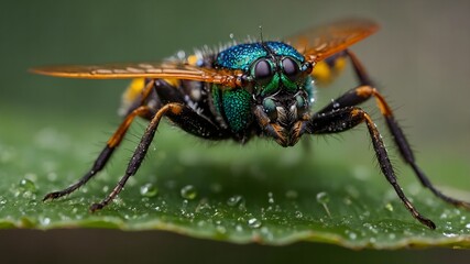 Fototapeta premium Beautiful beetle with striking patterns moving on a tree bark