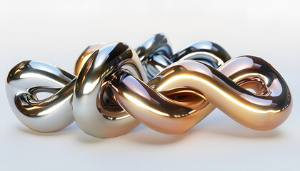 Fototapeta premium Set of metallic twisted shape, metallic color, i Isolated on white background