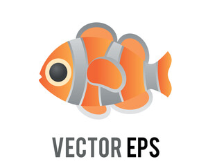 The isolated gradient orange cartoon swimming fish icon