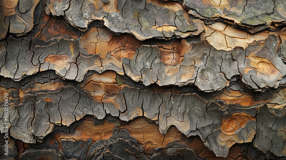 Poster textured tree bark undulating in natural patterns