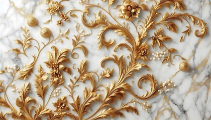 white marble texture background with golden floral pattern,wallpaper design,wall	