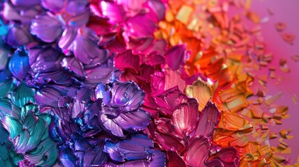 A painting with a variety of colors and brush strokes