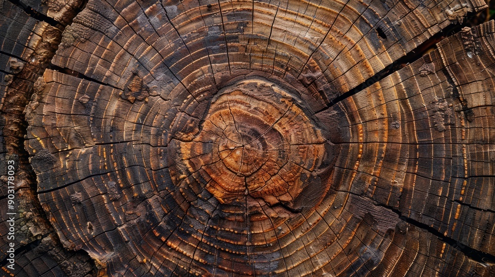 Poster cut surface texture of an african tree displaying rich patterns and growth rings