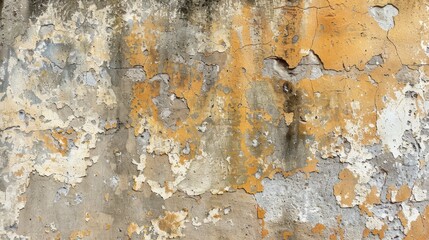 Weathered wall texture with cracks and peeling paint in urban setting