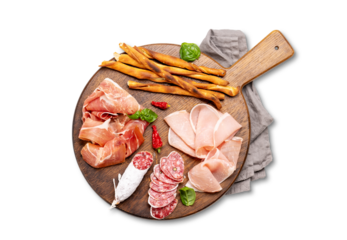 Antipasto board with various meat and snacks