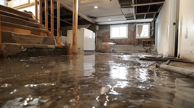 Repairing a flooded basement after a burst pipe and preventing future flooding.
