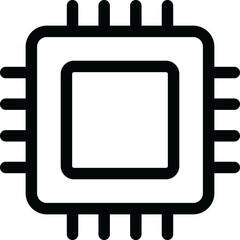 Computer processor icon On Transparent Background, CPU chip, CPU Processor icon.