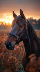 Obraz premium Horse and sunset