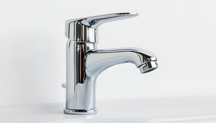 Modern Chrome Faucet with Single Lever Isolated on white background