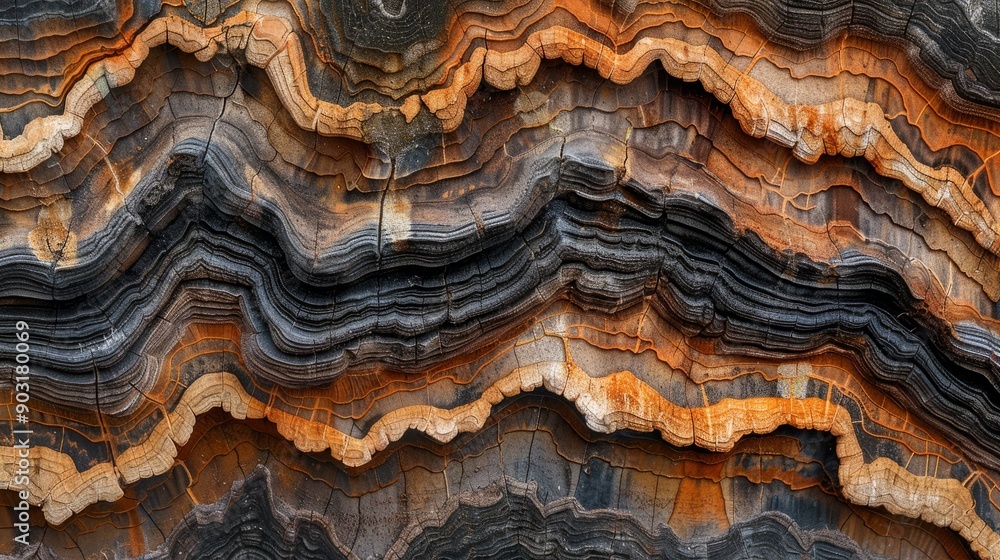 Poster intricate patterns of layered tree bark captured in natural setting