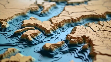 Abstract contour topology map of the world.