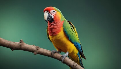 Obraz premium A vibrant macaw perched on a branch in the tropical sunlight