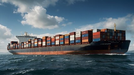 Globale Verbindungen: Ein Frachter auf dem Meer