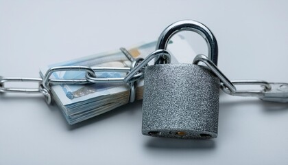 Naklejka premium bundle of banknotes tied to a chain