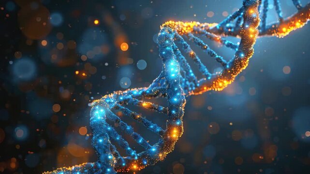 Detailed double helix DNA strand, depicting the molecular structure and genetic makeup, suitable for biology, genetics, and medical research concepts
