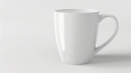 Obraz premium Minimalist White Ceramic Mug on Plain Background with Copy Space