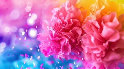 A colorful flower arrangement with pink, blue, and purple petals