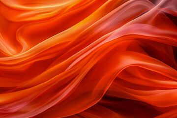 Obraz premium red orange silk fabric fluttering in the wind, abstract background concept