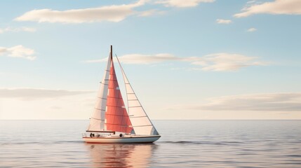 Fototapeta premium Sailing yacht in the sea at sunset.