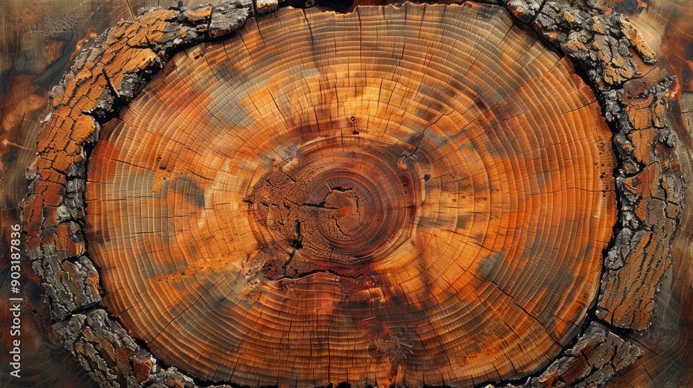Poster cross sectional view of tree rings displaying annual growth patterns