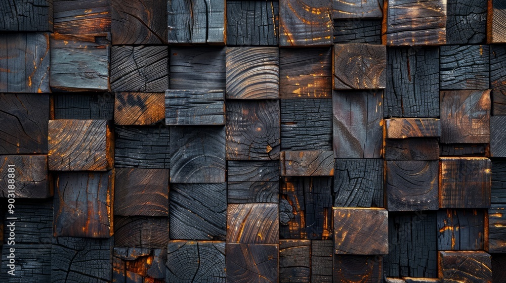 Poster wooden mosaic texture displaying natural patterns and grain variations