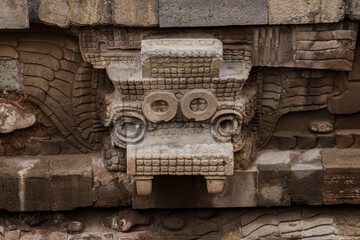 Pyramid of the Feathered Serpent or Quetzalcoatl in the archaeological zone of Teotihuacan, the city with the largest pyramids in Mesoamerica in the State of Mexico. 