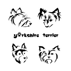 Stylized Yorkshire Terrier. Vector drawing of a small dog. Gestalt animal design