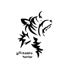 Stylized Yorkshire Terrier. Vector drawing of a small dog. Gestalt animal design
