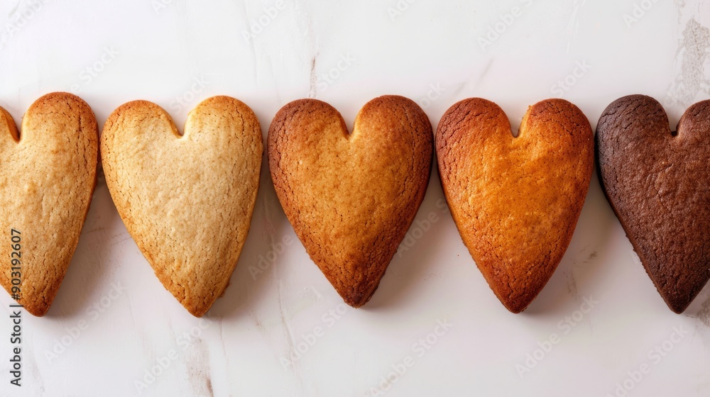 Poster gingerbread hearts arranged in two rows for festive display
