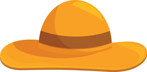 Yellow elegant woman hat with ribbon for protecting from summer sun