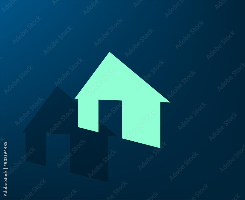 Poster vector illustration with shadow on blue background with gradient