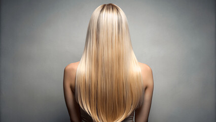 Naklejka premium blonde straight hair back view, hair saloon style design