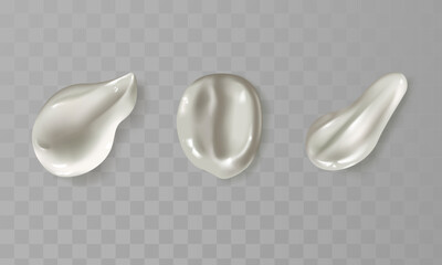 Realistic sample of cosmetic cream on isolated background. Vector set.