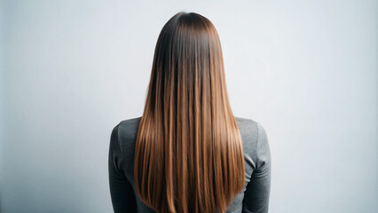 brown straight hair back view, hair saloon style design