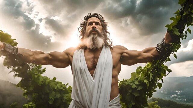 God Zeus rides on tree branches, Greek mythology