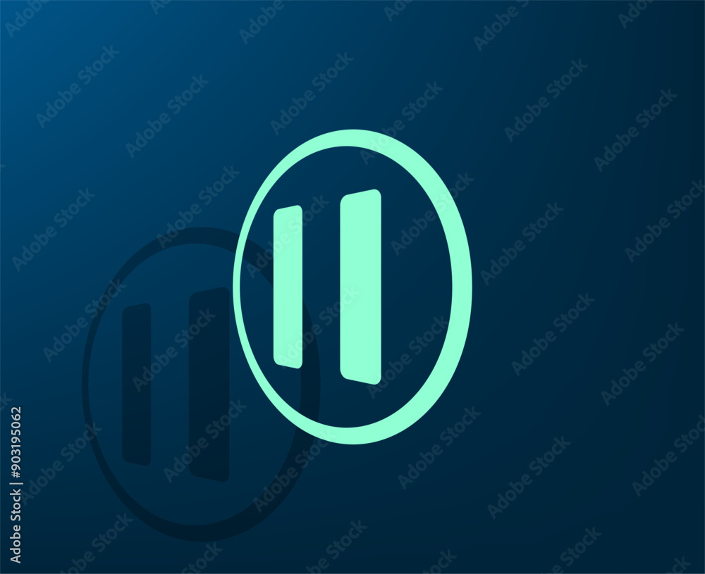 Poster vector illustration with shadow on blue background with gradient