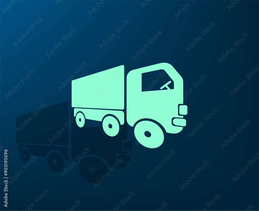 Poster vector illustration with shadow on blue background with gradient