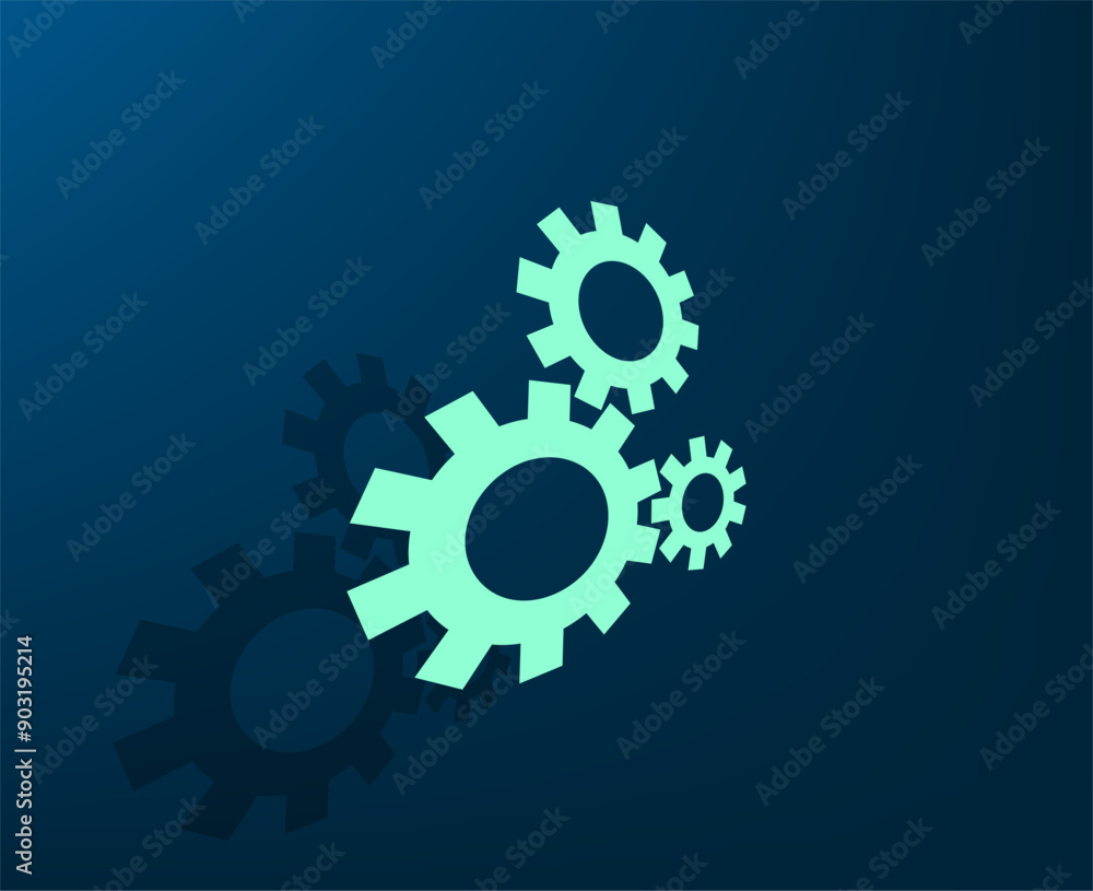 Poster vector illustration with shadow on blue background with gradient