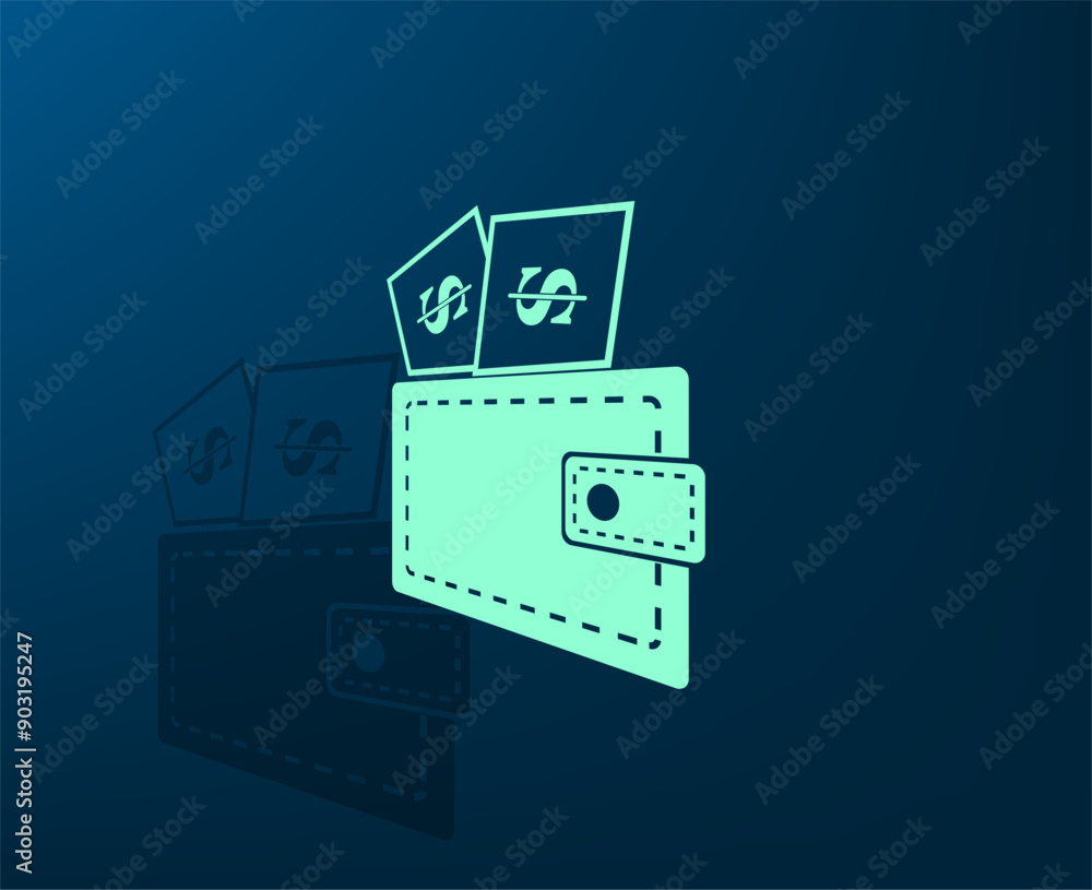 Poster vector illustration with shadow on blue background with gradient