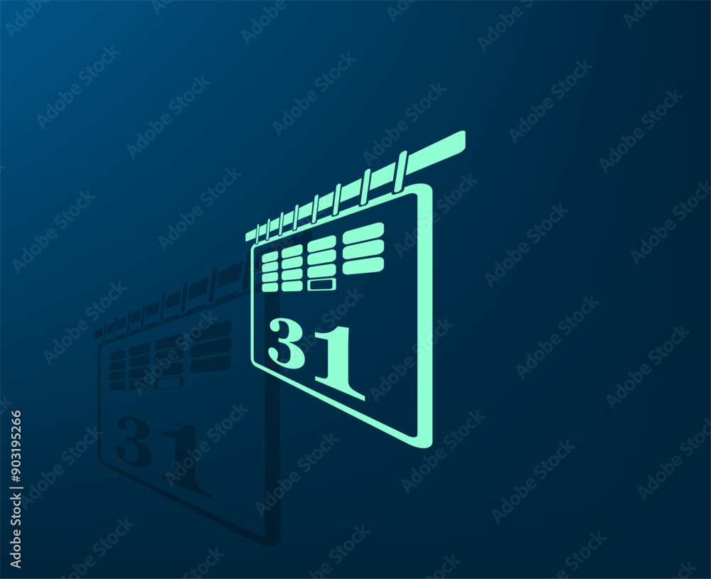 Poster vector illustration with shadow on blue background with gradient