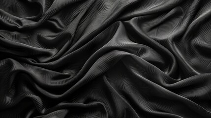 Fototapeta premium Elegant textured black cloth draped gracefully in soft light
