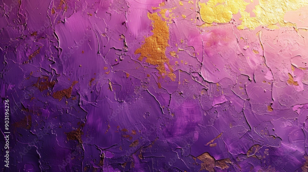 Poster violet textured background with gold tones creating a lavish artistic effect
