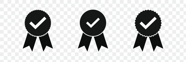 Badge Icon. Check Badge Icon. Tick Badge Icon, Isolated Silhouette Vector Icon.