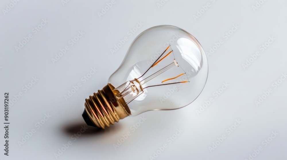 Poster a single light bulb with a clear glass casing, showcasing its intricate filament design, highlightin