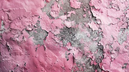 Naklejka premium Textured pink cement wall showing chipping paint and weathered surface
