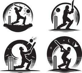 Obraz premium Cricket tournament icon logo art and illustration